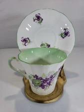 Exquisite Adderley bone china tea cup and saucer Wild Violets 