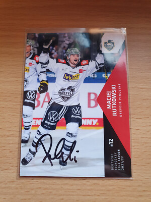 DEL 21-22 2021-2022 SIGNIERT Maciej Rutkowski Krefeld Pinguine