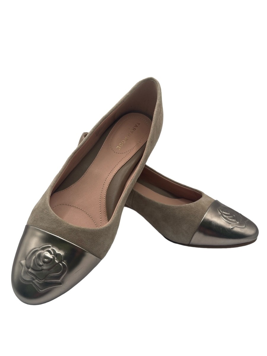 Taryn Rose Chai Pink Suede Leather BABE Rose Gold Captoe Wedge Pump