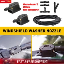 Windshield Washer Nozzle w/2M Hose Connectors Set Wiper Squirter Spray Universal