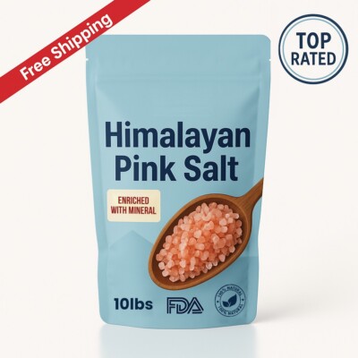 Pink Salt Coarse Grain) 10 Ibs | Himalayan Pink kosher sea salt 100% For Cooking