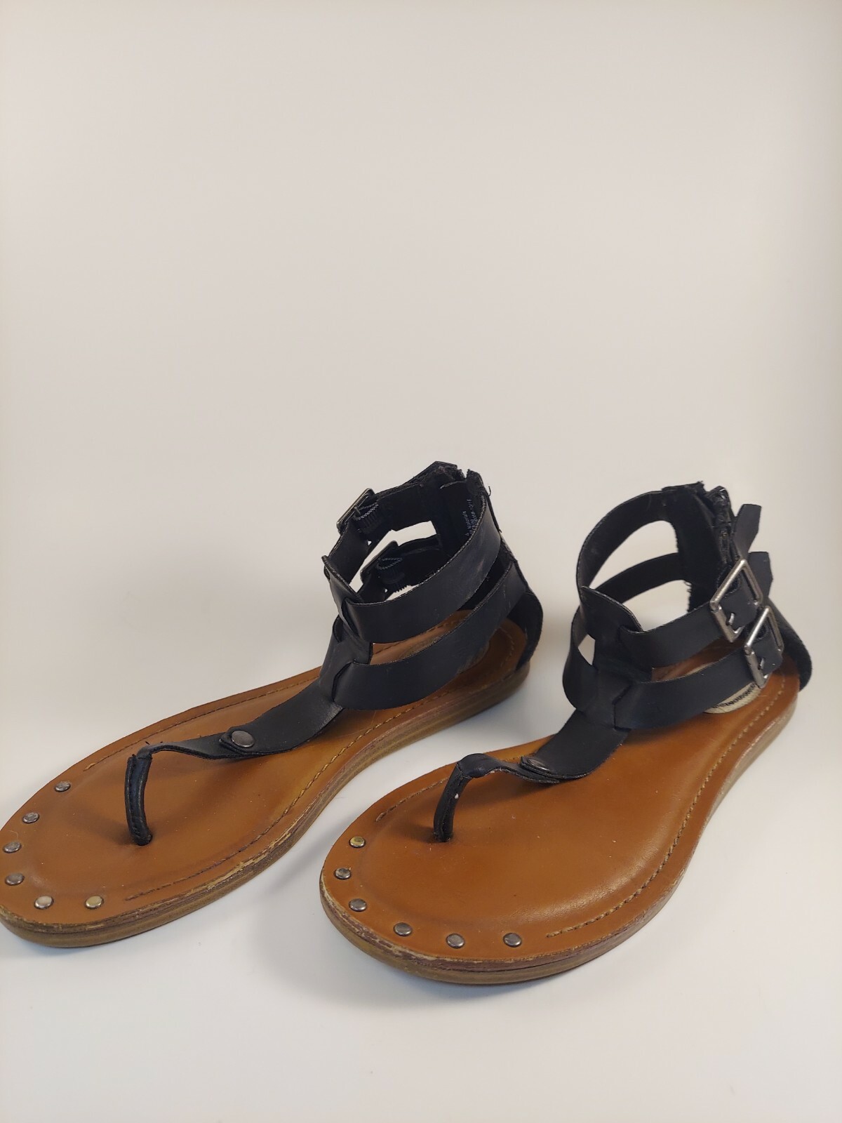 Stevies Black Ankle Zip Flip Flop Sandals Girls Youth Size 4 | eBay