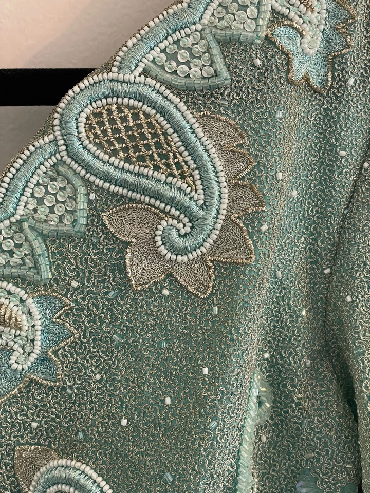 Vestido RICHILENE New York Perlas Lentejuelas Fuertes Cuentas 14 De Colección Foto 4 de 4