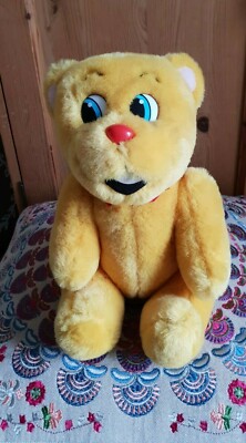 Vintage Supremia goldener Teddybär gelb weiches Plüschtier Korea