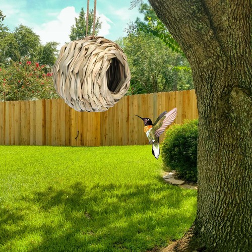 Grass woven spherical round mouth bird's nest outdoor garden decoration - Picture 3 of 17