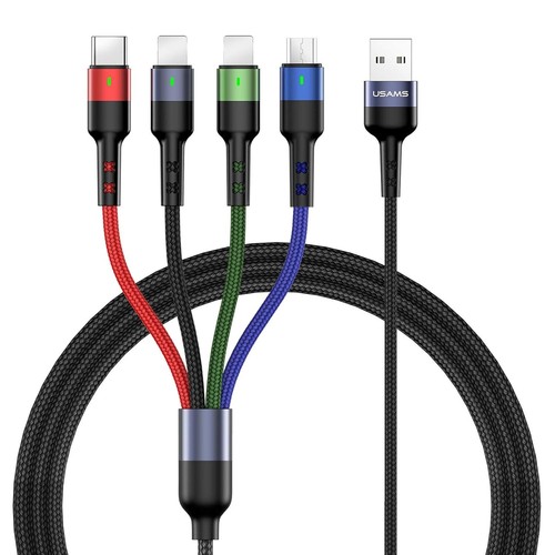 2-Pack 10FT 4-in-1 Nylon Braided Charging Cable - Versatile USB Solution - Photo 3 sur 9