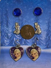 Signed Disney Frozen Elsa Olaf  Blue Stud Earrings New w/o Tags 3 Pair 1 Price