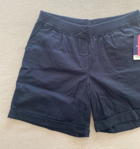 IZOD Approved School Uniform Cuffed Shorts Girls Size 20.5 Navy Blue Stretch NWT - Picture 8 of 11