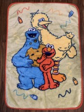 Sesame Street plush throw baby blanket Big Bird Elmo Cookie Monster Plush