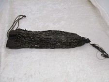 Antique Black Glass Beaded Victorian Mourning Pouch-Style Purse