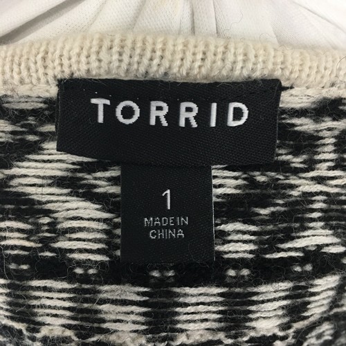 Torrid Womens Boho Open Front Cardigan Sweater Black & White Nordic Print Size 1 - Picture 4 of 5