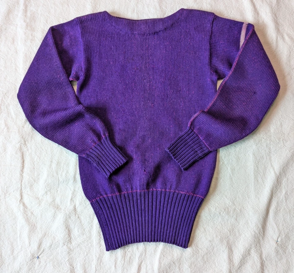 O'Shea Knitting Mills Chicago 1920s Purple Wool Athletic Sports Knit Sweater SM - Image 2 of 4