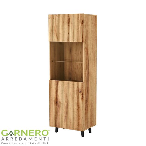 Vetrinetta da terra industrial design moderno soggiorno 60x183cm quercia ESSENCE - Foto 2 di 8
