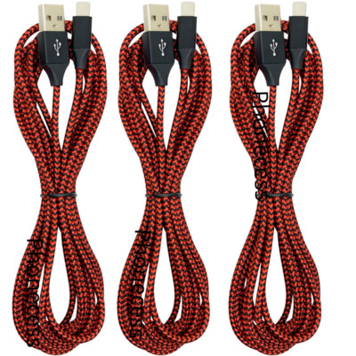 3Pack 10FT USB Charger Cable Charging Cord For iPhone 14 13 12 11 XS X 8 7 iPad