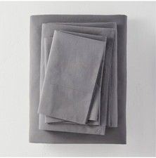 Full Washed Supima Percale Solid Sheet Set - Casaluna Dark Gray