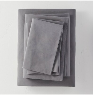 Full Washed Supima Percale Solid Sheet Set - Casaluna Dark Gray