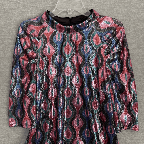 Nicole Miller All Over Sequin Top Womens XL Whimsical Statement Party Cocktail - Picture 5 of 14