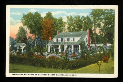 New York NY postcard Saratoga Springs, Residence Chauncy Olcott Teich