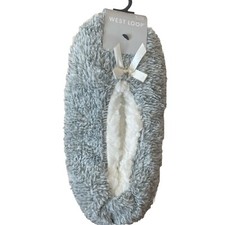 Womans Gray/White West Loop Cozy Slippers Size 10