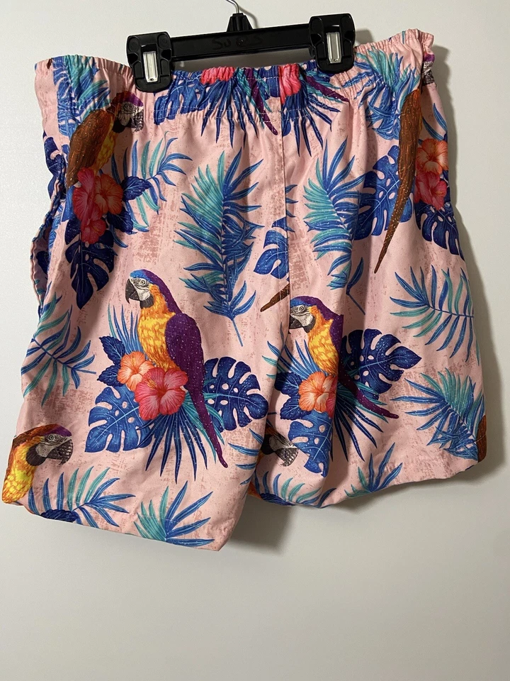 Pantalones Cortos de Baño Ring of Fire Para Hombre Pequeños Rosa Tropical Estampado de Loro Novedad Foto 2 de 4