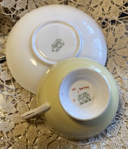 Shelley Bone China Cup & Saucer Fruit Pattern #14208 Primrose Yellow England - Picture 9 of 11