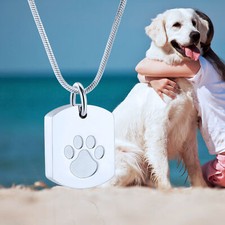 Paw Print Square Pendant Pet Memorial Jewelry Cremation Jewelry Ashes Keyring