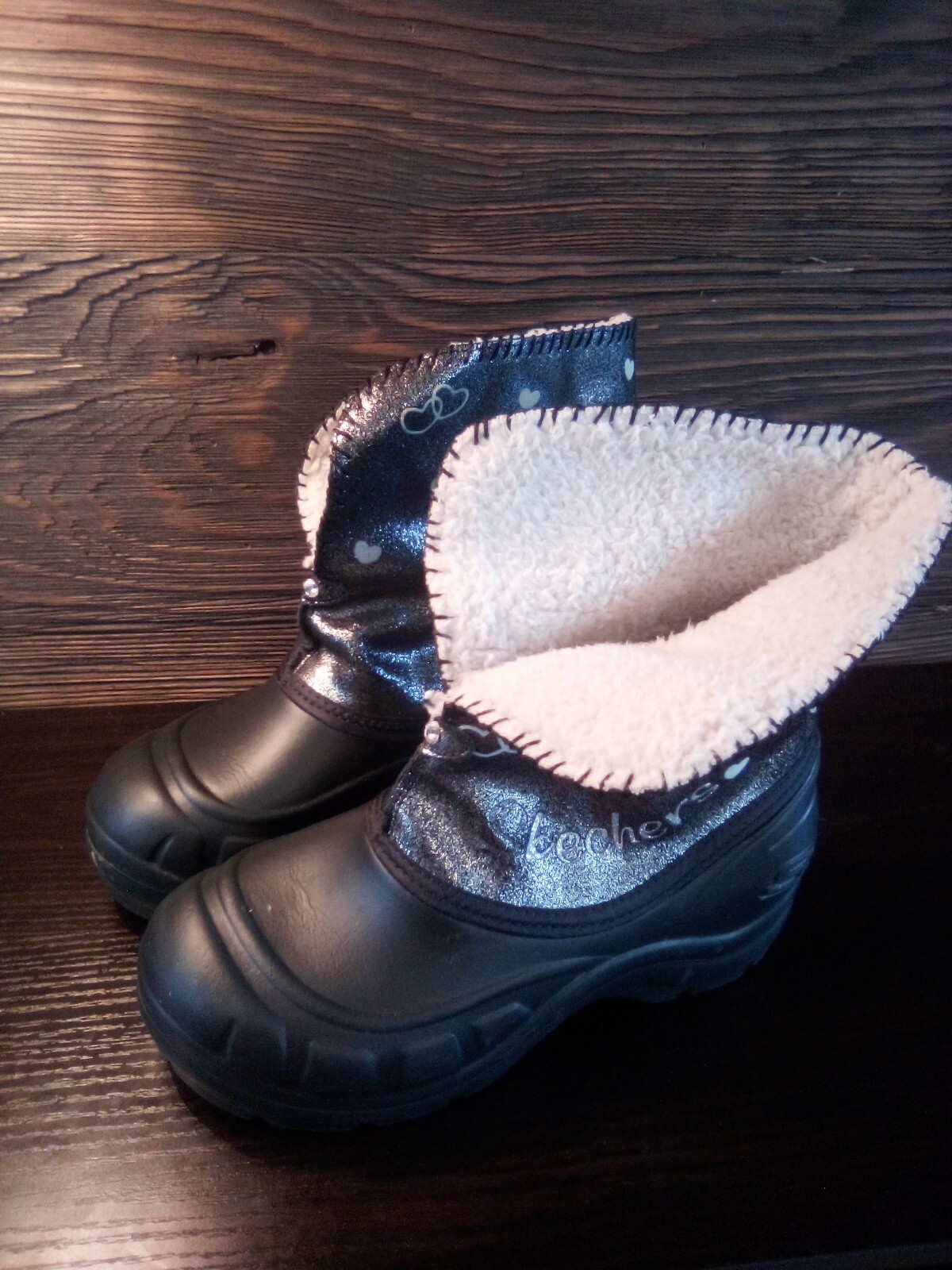 Sketchers Snow Boots Sz 3 Black Shimmer-image