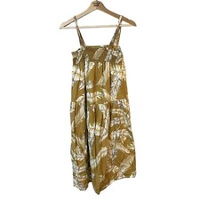 ASOS Smocked Ruffled Tiered Feather Gold Midi Dress Women's Size 4 EUC Boho