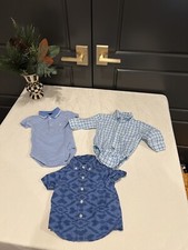 Janie and Jack Custom Outfit Set of 3 Collared Shirts Blue 3-6 mnths EUC