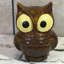 Vintage Hand Painted Ceramic Owl Coin Bank Piggy Bank Pottery Figure