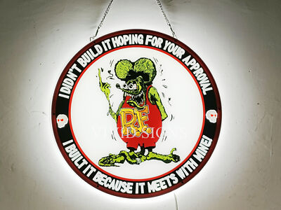 Rat Fink RF Hot Rod Garage 3D LED 16''x16'' Neon Sign Lamp Light Wall Decor