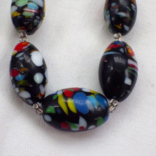 Vintage Art Deco Murano Glass Bead Necklace End of Day Venetian - Picture 3 of 7