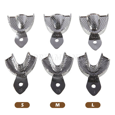 Autoclavable Dental Instruments 6-Piece Dental Impression Trays - 304 Stainless Steel Perforated Upper/Lower In 3 Sizes Perforated Dental Equipment - Foto 3