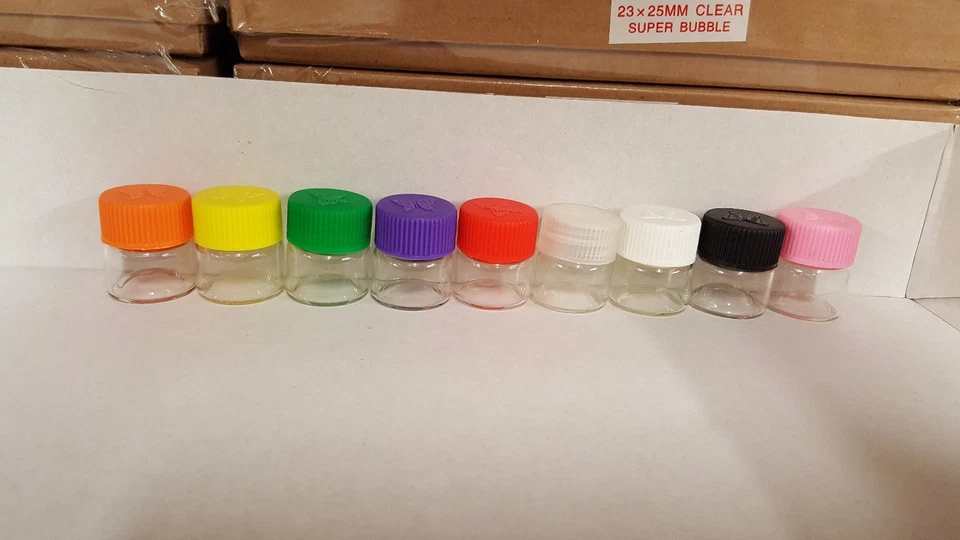 Pequeñas MINI BOTELLAS DE PERFUME DE VIDRIO DE VIAJE Mini Tarro Transparente 1" Frascos 23mm x 25mm Foto 3 de 4