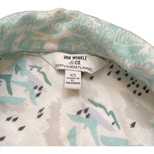 Portuguese Flannel Van Winkle & Co Womens Pajama Top XS Blue Reindeer Nightgown - Picture 3 of 7