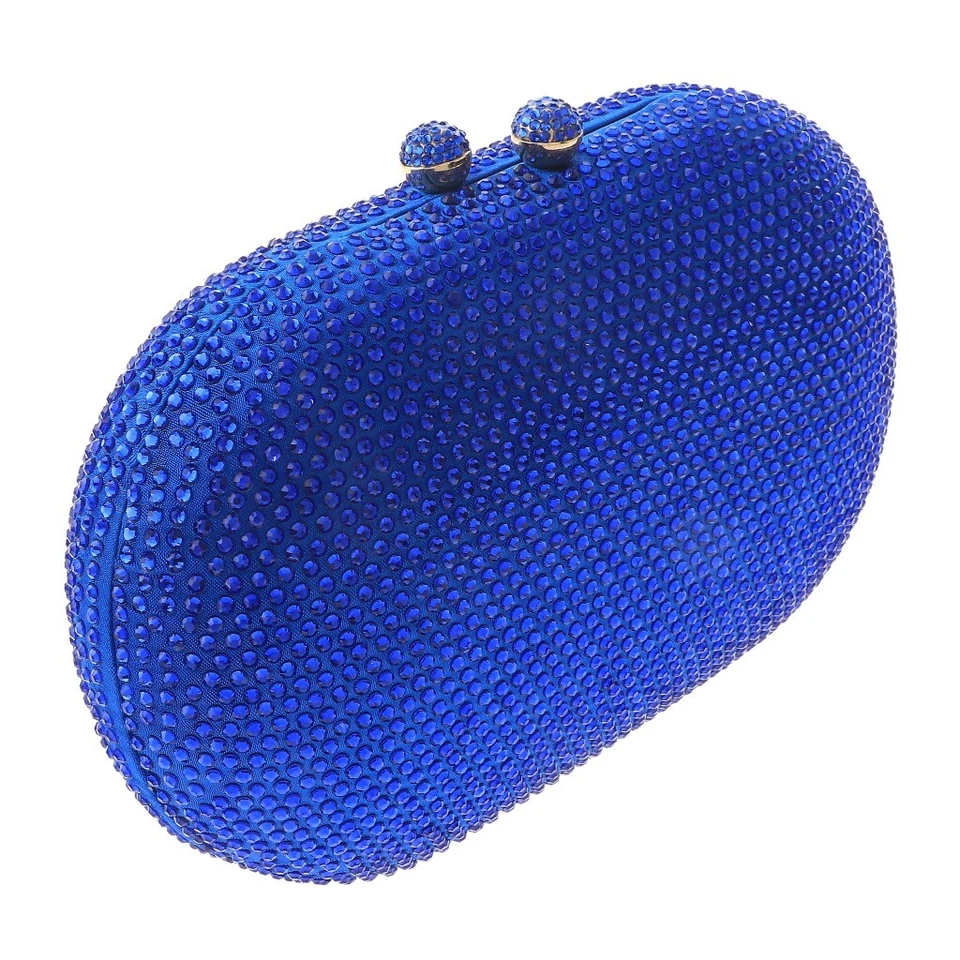 Bolso sin asas de noche con estrás satinado de moda tono dorado BZY221-BLU Foto 2 de 3