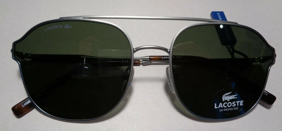 Nuevas gafas de sol clásicas de aviador Lacoste L103SND mate claro rutenio para hombre Foto 3 de 4