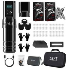 Wireless Tattoo Machine Kit Coreless Motor 2400mAh Battery 40Pcs X-RAY Cartridge