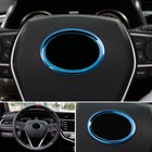 For Toyota Camry 2018-2023 1pcs Blue Titanium Car Steering Wheel Logo Cover Trim
