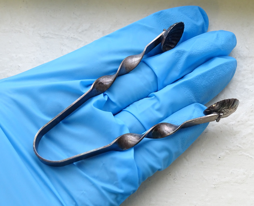 Vintage Sterling Mini Tongs Tarnished / Toned / Free Shipping CB1GTmt - Picture 14 of 20