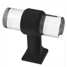 12 Pack Liberty Acrylic Bar Cabinet Knob Matte Black and Crystal 1-9/16" 40 MM