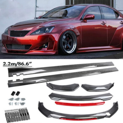 Carbon Style Front Bumper Lip Spoiler Splitter Side Skirt For LEXUS IS200T IS250