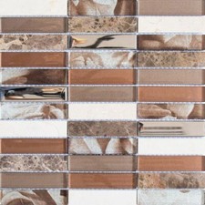 Rivestimento Muro Parete Doccia Mosaico Vetro Pietra Naturale Mix 87-78X_F 10