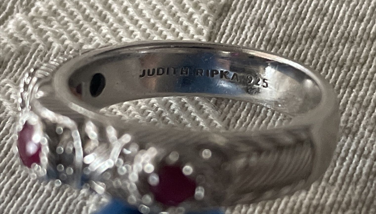 Judith Ripka Sterling Silver Stack Ring 3 Dark Re… - image 2