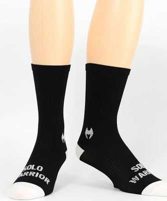 Solo Warrior Men s 6  Compression Cycling Socks, Men's Size 8-12, Black / White