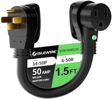 NEMA 14-50P to 6-50R Welder Adapter Cord 1.5FT, 50A Heavy Duty STW 6 AWG, 4-Pron