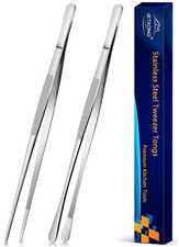 JETKONG 2 Pcs 12Inch Cooking Tweezers Stainless Steel, Straight Food Tweezers...