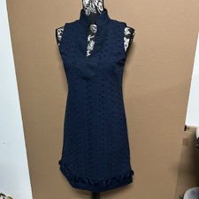 eliza j dress Navy Blue V-neck No Sleeves Size 2 Midi Collard 