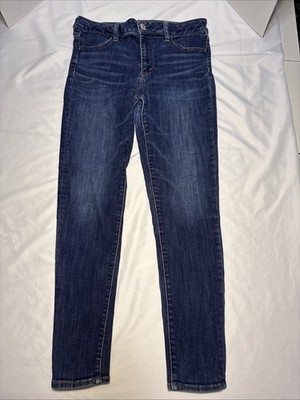 American Eagle Size-10 Women Jeans High Rise Jegging Denim Blue Super Stretch X