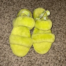 Ugg Oh Yeah Womens Fluffy Soft Slippers/sandals Slingback Size 6, Green